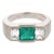 Contemporary 1950s Agl 2.00 Carat Colombian Emerald Diamond 14k White Gold Three Stone Ring, Size 8.75 For Sale - Image 3 of 6