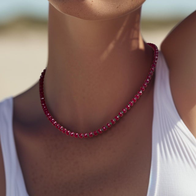 Jumbo Ruby Green Agate Necklace 14k Gold For Sale - Image 9 of 11