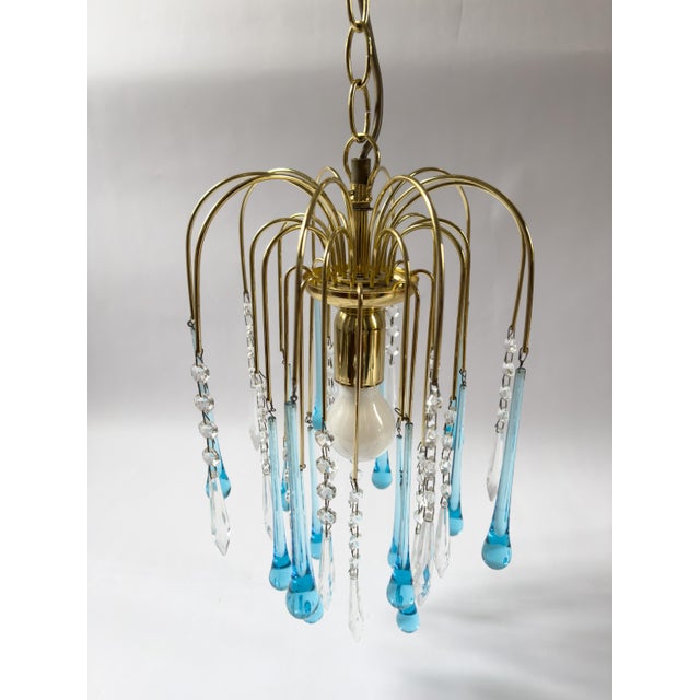 Glass Vintage Murano-Style Blue Glass Teardrop Waterfall Chandelier, C. 1970 For Sale - Image 7 of 18