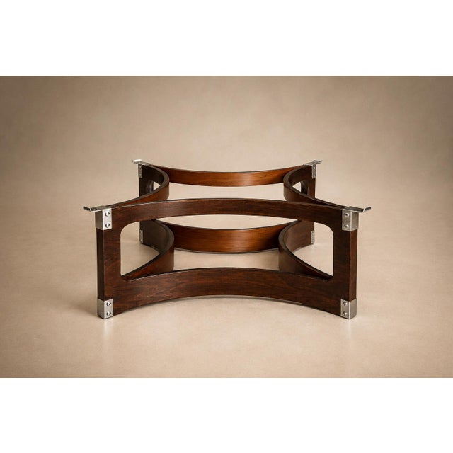Brazilian Modern Round Coffee Table in Bent Rosewood and Glass by Novo Rumo, Brazil, 1960s For Sale - Image 12 of 16