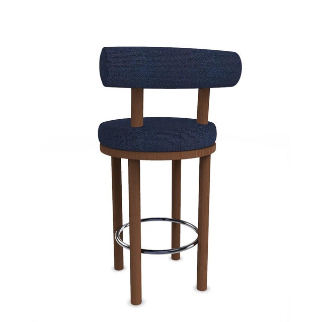 Collector Modern Moca Bar Chair in Safire 11 Fabric and Smoked Oak by Studio Rig For Sale - Image 4 of 7