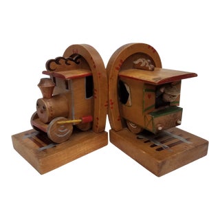 English Vintage Children's Train Bookends - a Pair For Sale