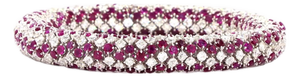 14.37 Carat Old Mine Cut Diamond Ruby Gold Bracelet