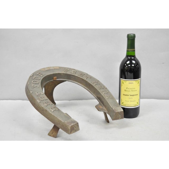 Antique Victorian Cast Metal "Rest Your Feet Here" Horseshoe Ottoman Footstool Foot Rest. Circa Early 20th Century....