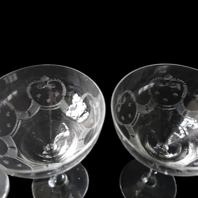 Antique Hand Engraved Port Glasses from Kosta, Sweden, Set of 6 For Sale - Image 9 of 15