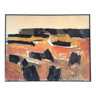 Mid-Century Modern 'Abstract Horizon' Vintage Swedish Abstract Landscape Oil Painting, Framed For Sale