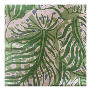 Christopher Farr Cloth Raoul Dufy Green Mille-Feuille Linen Fabric- 1 1/3 Yards For Sale