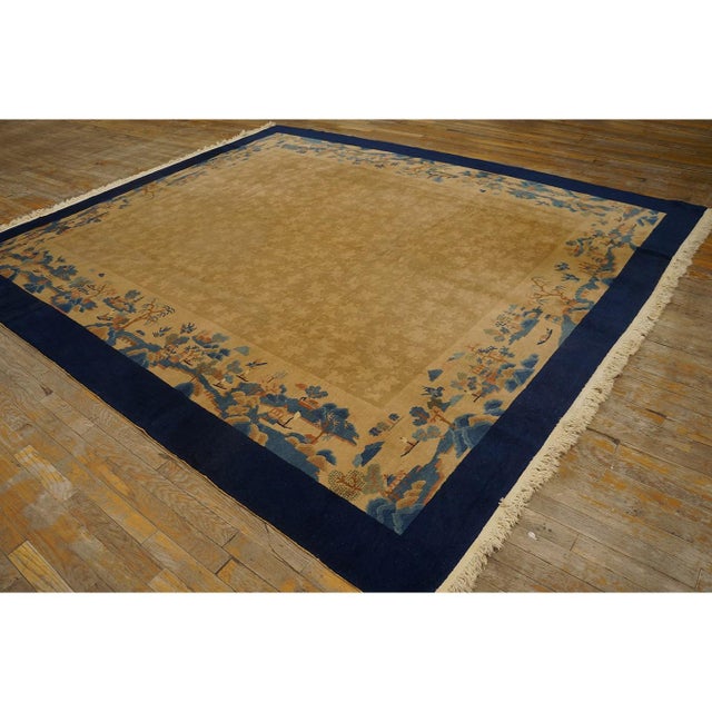1920s Traditional Beige Field Landscape Scene Deco Antique Peking Chinese Rug For Sale In New York - Image 6 of 10