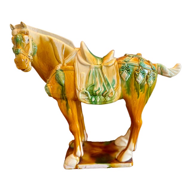 Grand Scale Polychrome Tang Horse Statue For Sale