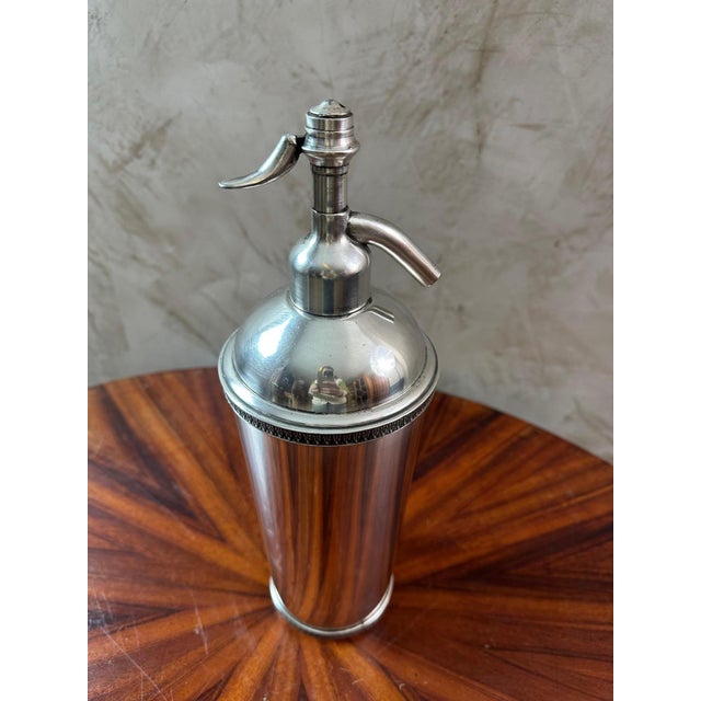 Antique Silver Metal Siphon For Sale - Image 4 of 10
