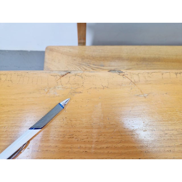 Vintage Danish Dining Room Trestle Table in Elm, 1960 For Sale - Image 4 of 9