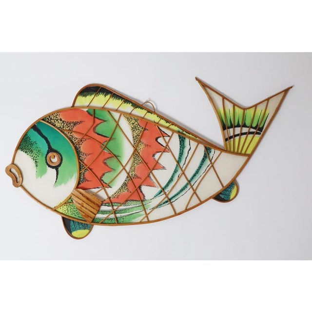 1970s Large Fish Wall Decoration in Bamboo, 1970s For Sale - Image 5 of 17