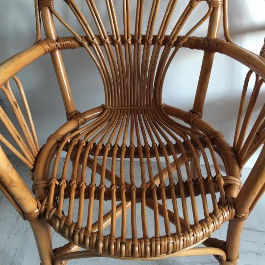 Wood Vintage Bamboo Chair with Arms For Sale - Image 7 of 8