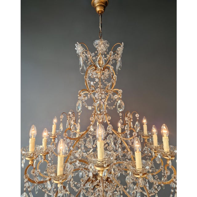 Late 19th Century Large Crystal Rustic Antique Chandelier Classic Traditional Solid Wide Glass For Sale - Image 15 of 15