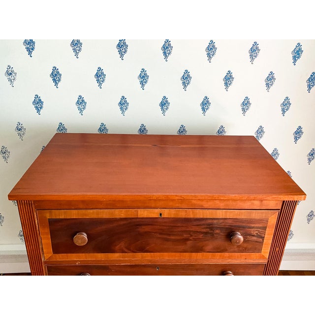Brown Antique Early 1800s New England Neoclassical Cherry and Mahogany Chest of Drawers For Sale - Image 8 of 15