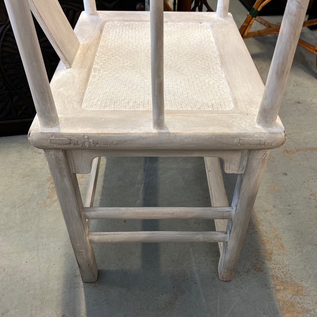 Whitewash Horseshoe Asian Chair For Sale In West Palm - Image 6 of 12
