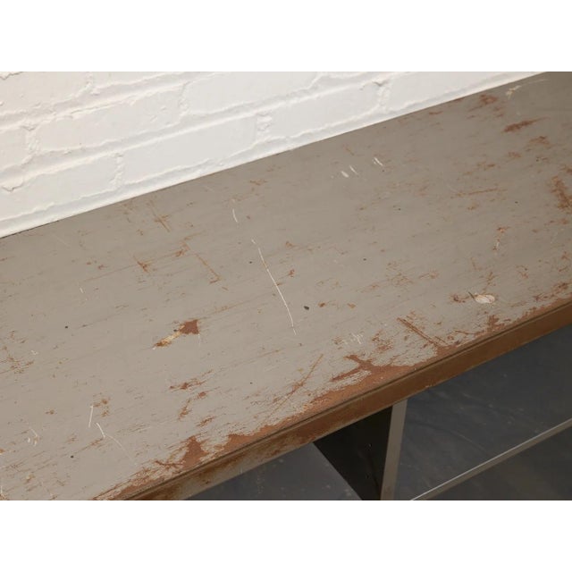 Vintage Industrial Metal Open Shelf Console Cabinet For Sale - Image 10 of 10