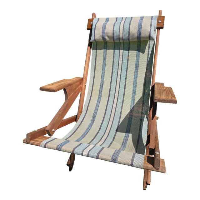 Vintage Folding Lounge Beach Chair Rocker For Sale