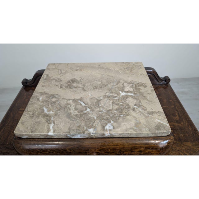 Art Nouveau Oak and Marble Cabinet, 1920s For Sale - Image 15 of 16