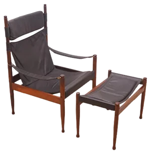 Set of Safari Lounge Chair and Ottoman by Erik Wørts for Niels Eilersen, 1960s