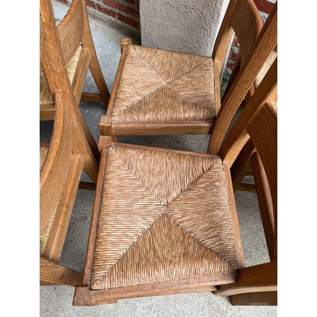 Set 6 Vintage French Ladder Back Dining Chairs Rush Seat Oak Country Farmhouse For Sale - Image 10 of 18