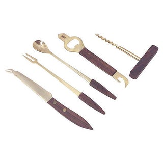 Mid-Century Gold Plated Bar Tools - Set of 5 For Sale