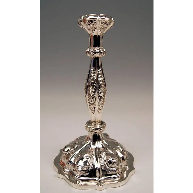 Biedermeier Silver Candleholders by Albert Kattner, Vienna, 1857, Set of 2 For Sale - Image 4 of 11
