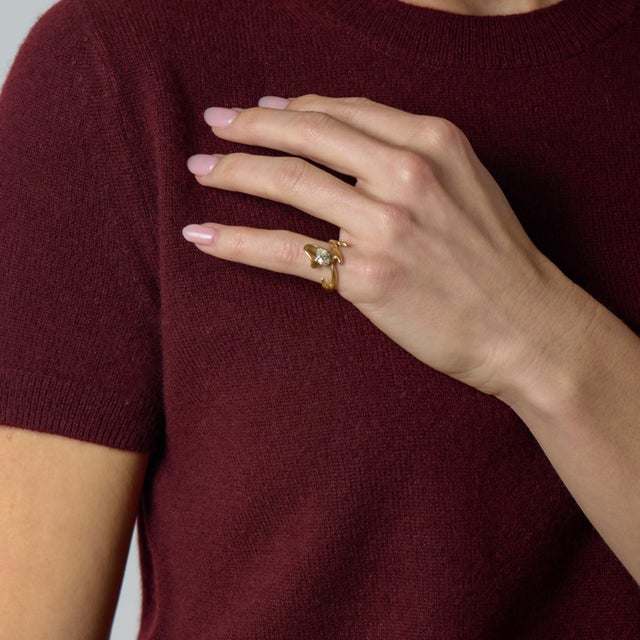 1970s Vintage Diamond 14k Yellow Gold Ring, Size 6 For Sale - Image 5 of 6