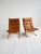 Set of two "Siesta" armchairs with a bentwood frame and buttoned leather seat. Designed by Ingmar Relling for Westnofa,...