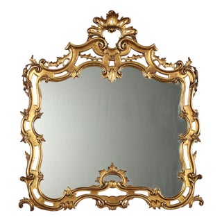 Carved and Gilded Wooden Mirror For Sale
