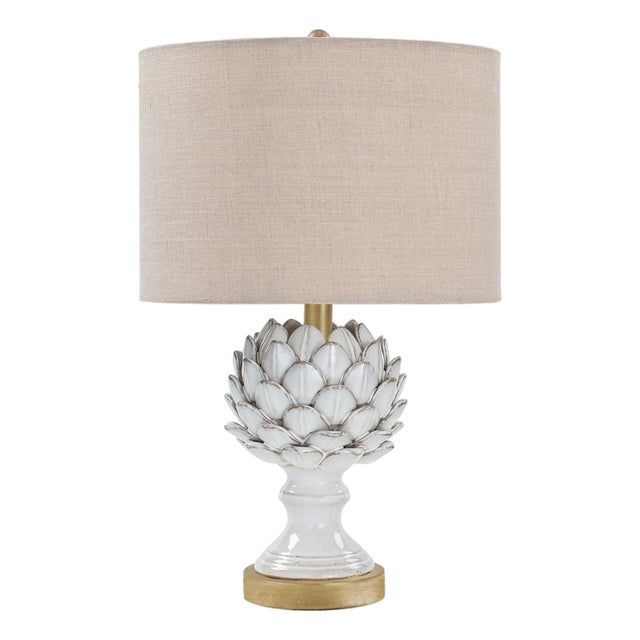 Regina Andrew Leafy Artichoke Ceramic Table Lamp (Off White) For Sale
