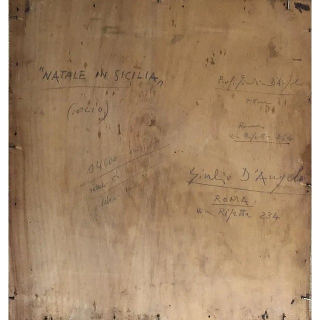 Giulio d'Angelo, Natale in Sicilia, 1940, Oil on Wood, Framed For Sale - Image 10 of 11