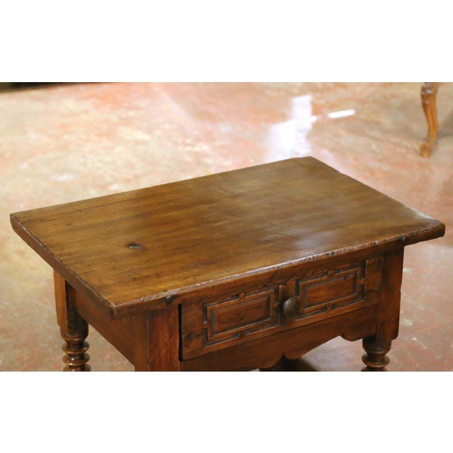 Baroque 18th Century Spanish Baroque Walnut Side Table With Single-Plank Top and Drawer For Sale - Image 3 of 16