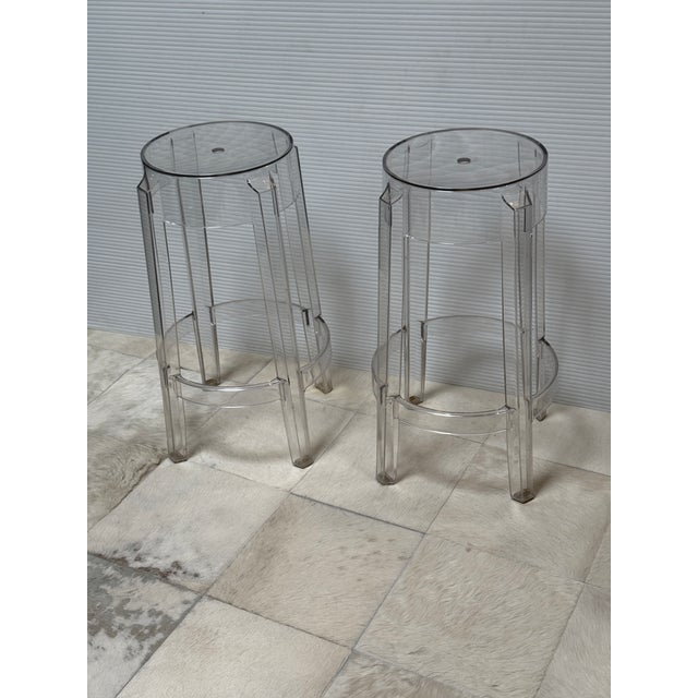 Kartell Philippe Starck for Kartell Charles Ghost Counter Stools, Pair For Sale - Image 4 of 12