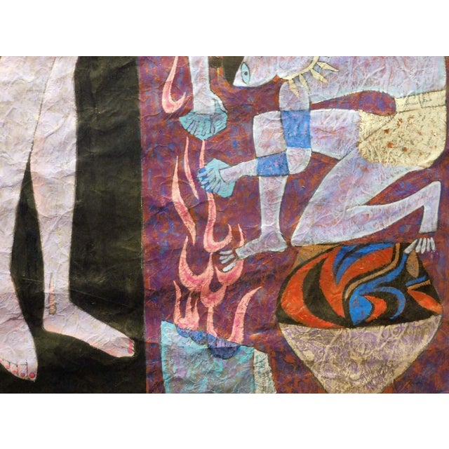 1990s Lin Chong "untitledOriginal Acrylic Painting on Paper Hand Signed For Sale - Image 5 of 10