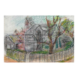 1950s Alexandra Merker Farm Oil Pastel For Sale