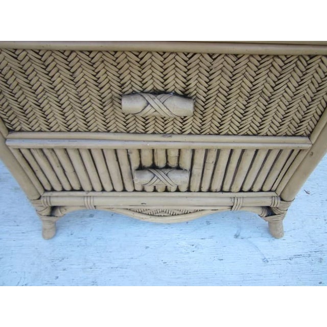 Vintage Nightstand Wicker Rattan Tan Two Drawer For Sale - Image 9 of 10