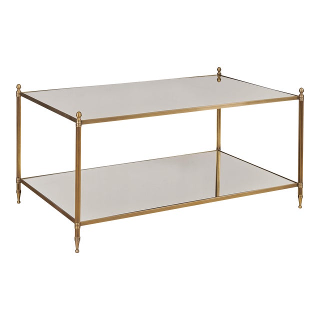 Odesa Brass & Mirrored Top Cocktail Table For Sale