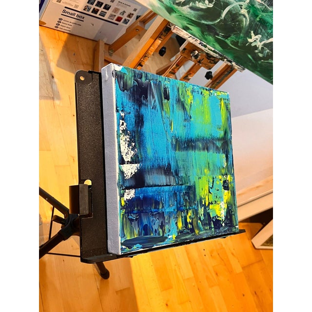 Shades of Blue Abstract Expressionism Acrylic Painting For Sale - Image 4 of 9
