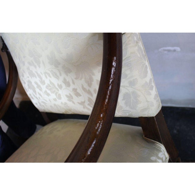 Antique French Louis XIV Style Carved Walnut Ivory White Arm Chairs - Set of 2 For Sale - Image 13 of 18