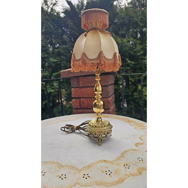 Brass lamp from the 1940s-1950s, Art Deco, dimensions: height: 46 cm, diameter: 17 cm. European Plug (up to 250V).The...