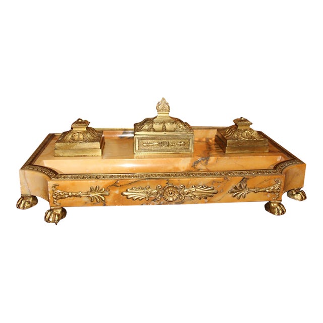 French Napoleon III Onyx and Ormolu Inkstand Set , C. 1870-1890 Excellent For Sale