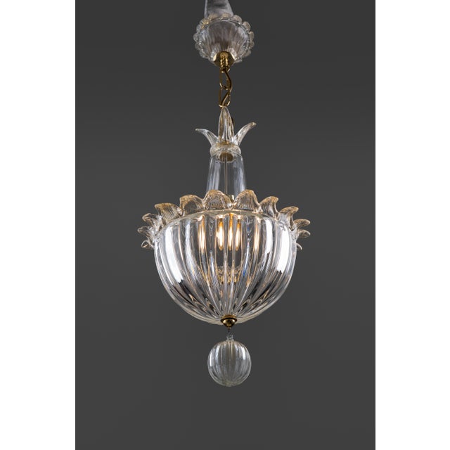 Venetian Art Deco Murano Glass Lantern by Ercole Barovier for Barovier & Toso, 1980s For Sale - Image 4 of 13