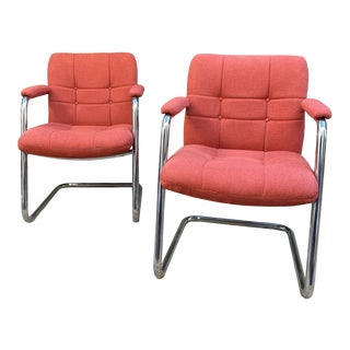 1960s Mid Century Reupholstered Linen Occasional Chairs For Sale