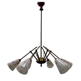 Geometric Bronze Chandelier, 1950s For Sale