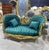 French Baroque Style Settee – Green Forest Velvet For Sale In Miami - Image 6 of 9