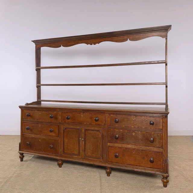 Mid 19th Century Antique English Welsh Oak Dresser Circa 1850 Victorian Plate Rack For Sale - Image 5 of 11