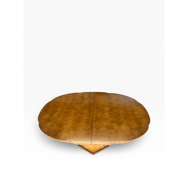Vintage Mastercraft Olive Ash Burl Expandable Dining Table With Two Leaves, Seats 8–10 For Sale - Image 10 of 15