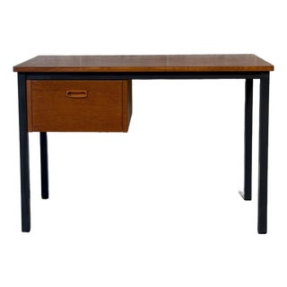 Teak Desk With Single Floating Drawer and Black Metal Frame Danish Mid-Century Modern 1970s For Sale