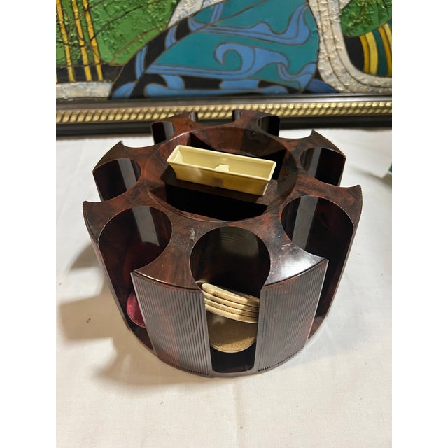 Collection of Game Night Poker Chips and Spinning Holder- Set of 8 For Sale - Image 4 of 12
